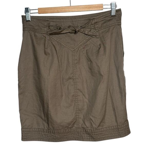 FRENCH CONNECTION I Taupe Faux Wrap 100% Cotton Short Skirt I 8 - Picture 2 of 5